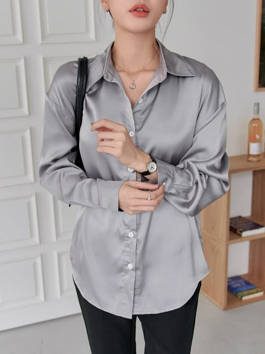 🧵 Fabric:  Polyester Satin Blend 🎨 Color: Steel Grey